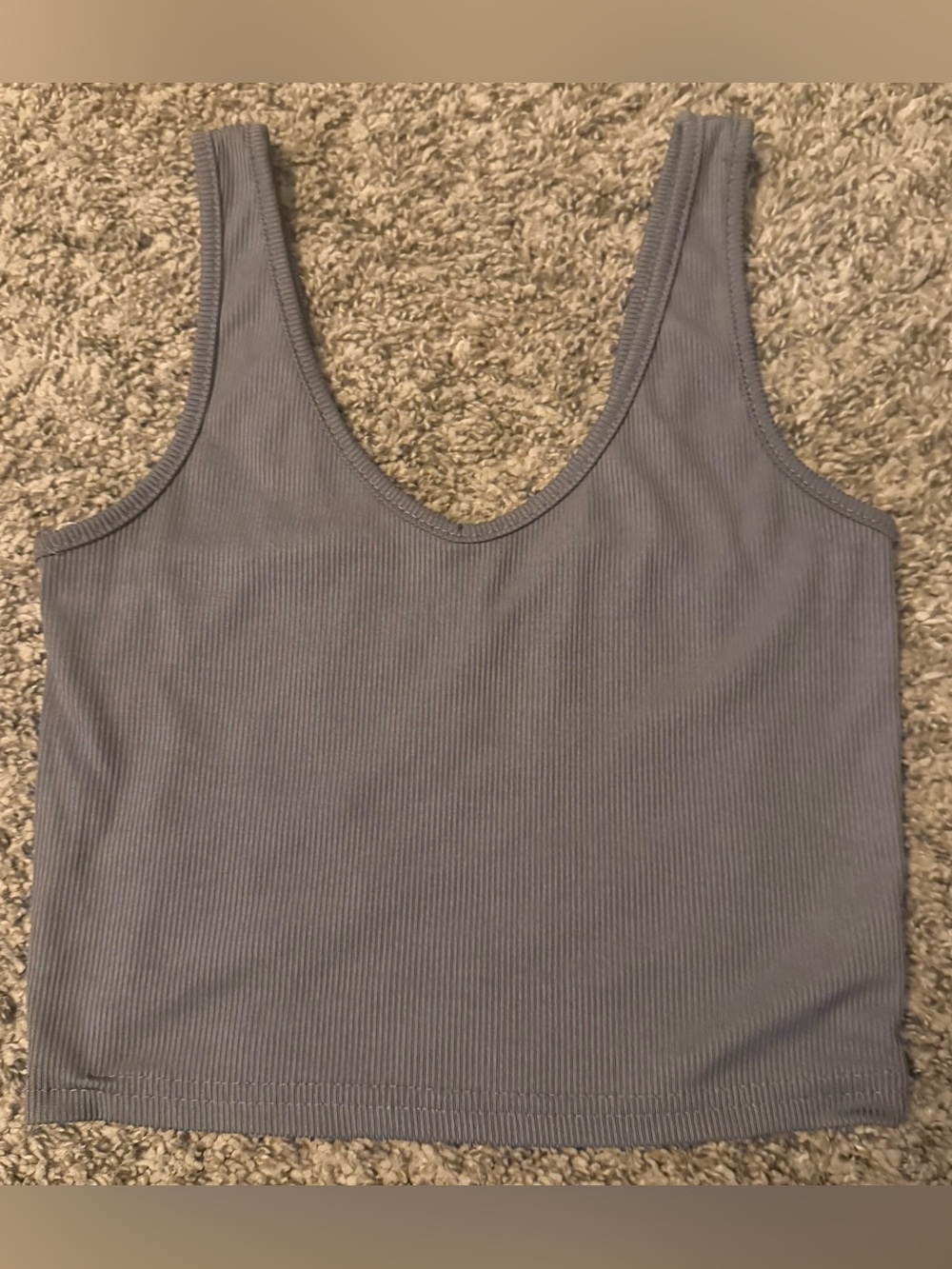 SHEIN Gray Ribbed V-Neck Crop Top
